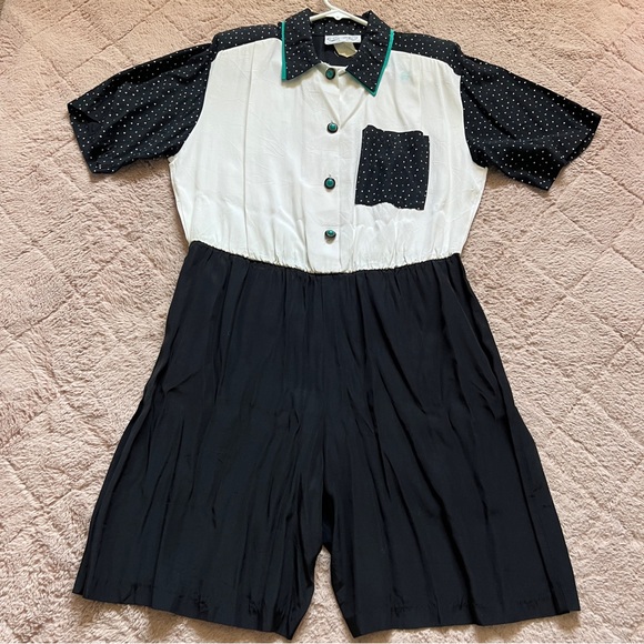 Vintage En Focus Short Sleeve Romper With Shoulder Pads Women’s Size 7/8 - Picture 1 of 8